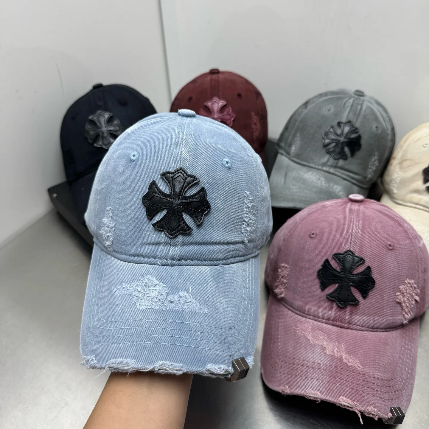 Crow heart distressed spring and summer baseball cap